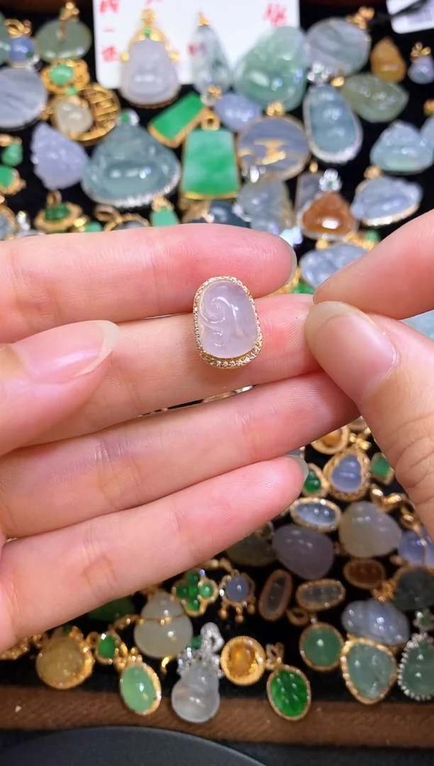 颈饰银S925镶嵌翡翠天然A货翡翠