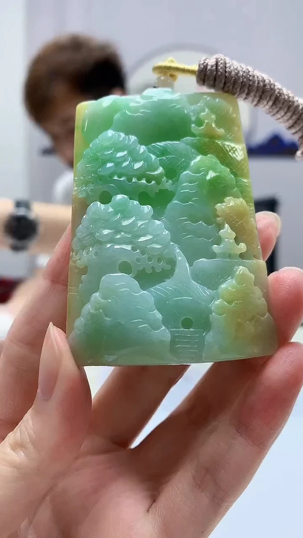 定制翡翠未镶嵌4868zm-毛货挂件50山水