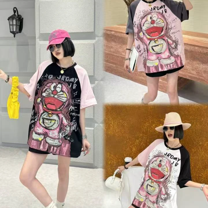 张肉肉7778卡通猫大版短袖