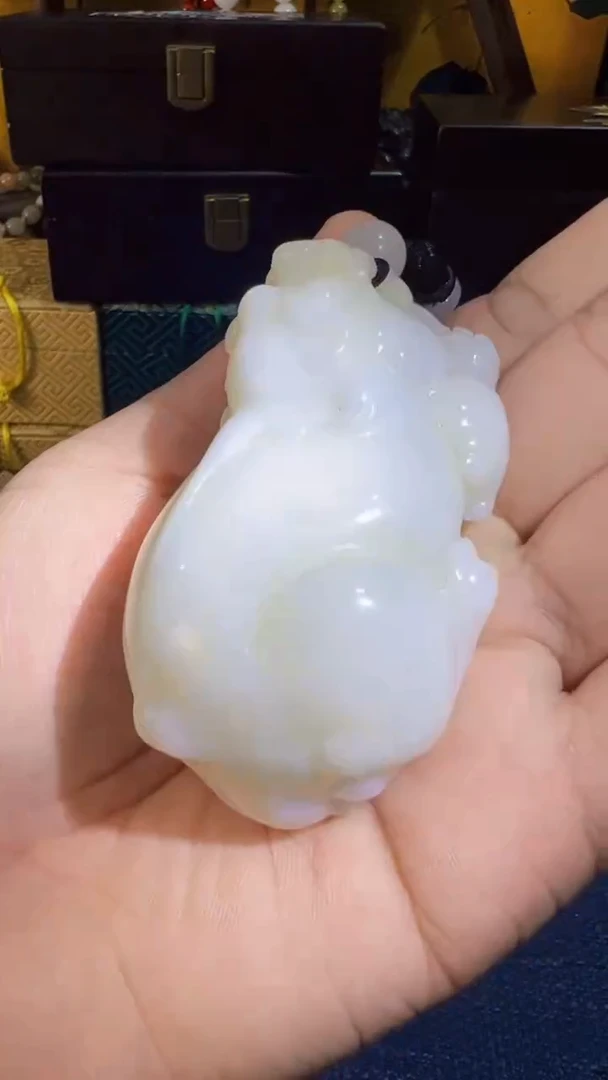 蓝田玉（蛇纹石化大理石玉）挂件合金蓝田 貔貅把件