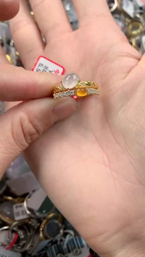 银S925镶嵌戒指翡翠10   9