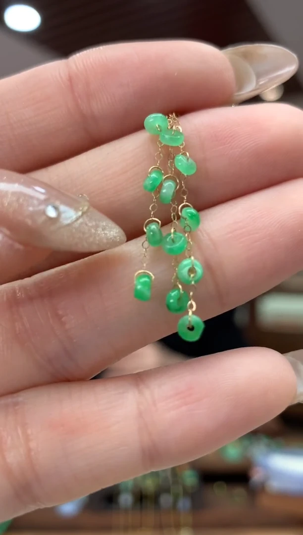 【闪购商品】翡翠耳饰18K金镶嵌耳饰