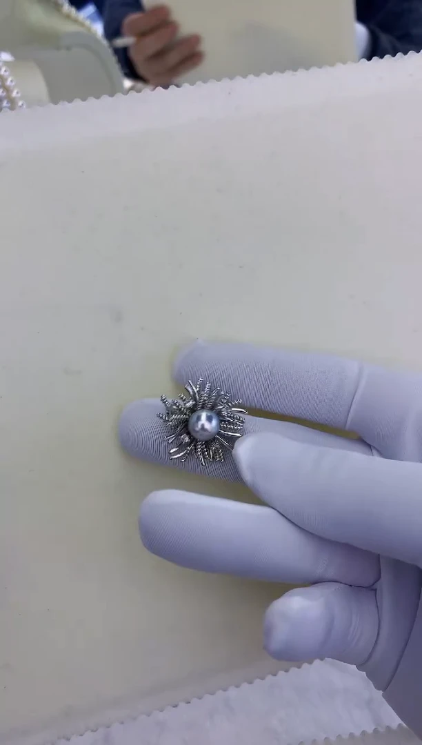 未镶嵌饰品海水珍珠真多麻色胸针