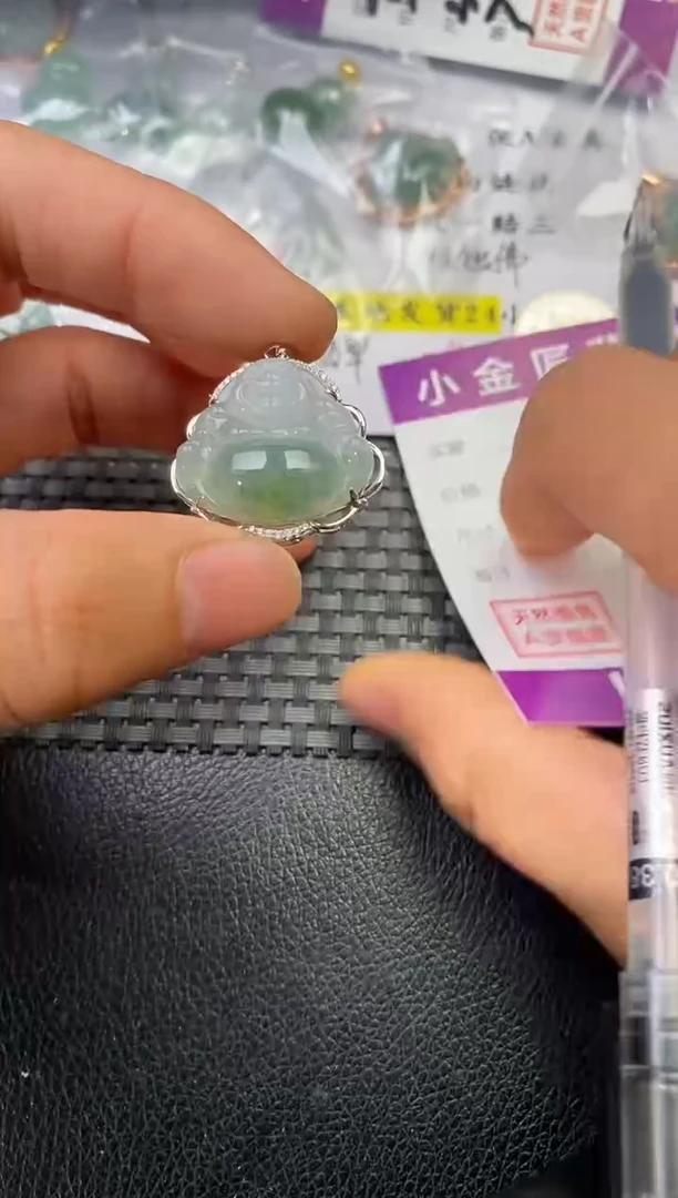 颈饰银S925镶嵌翡翠黎*挂件