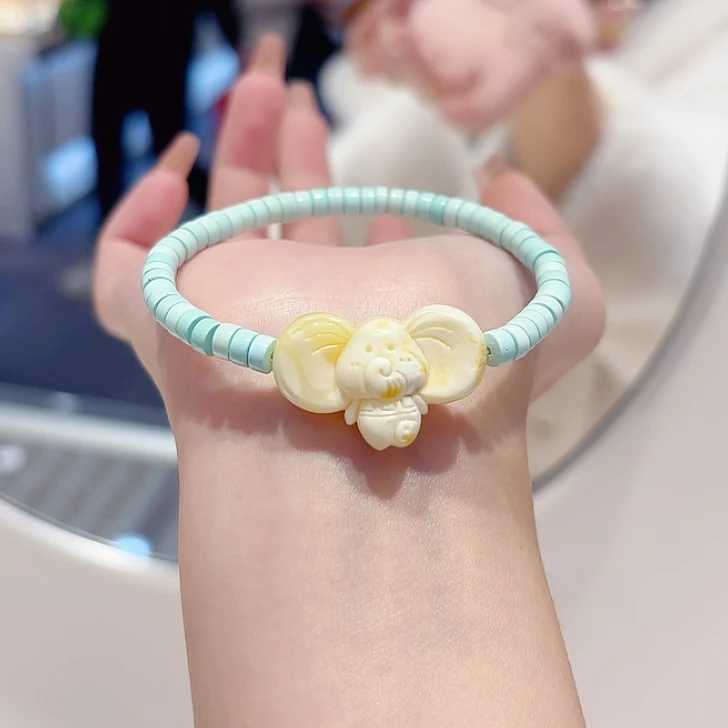 蜜蜡小象未镶嵌手链
