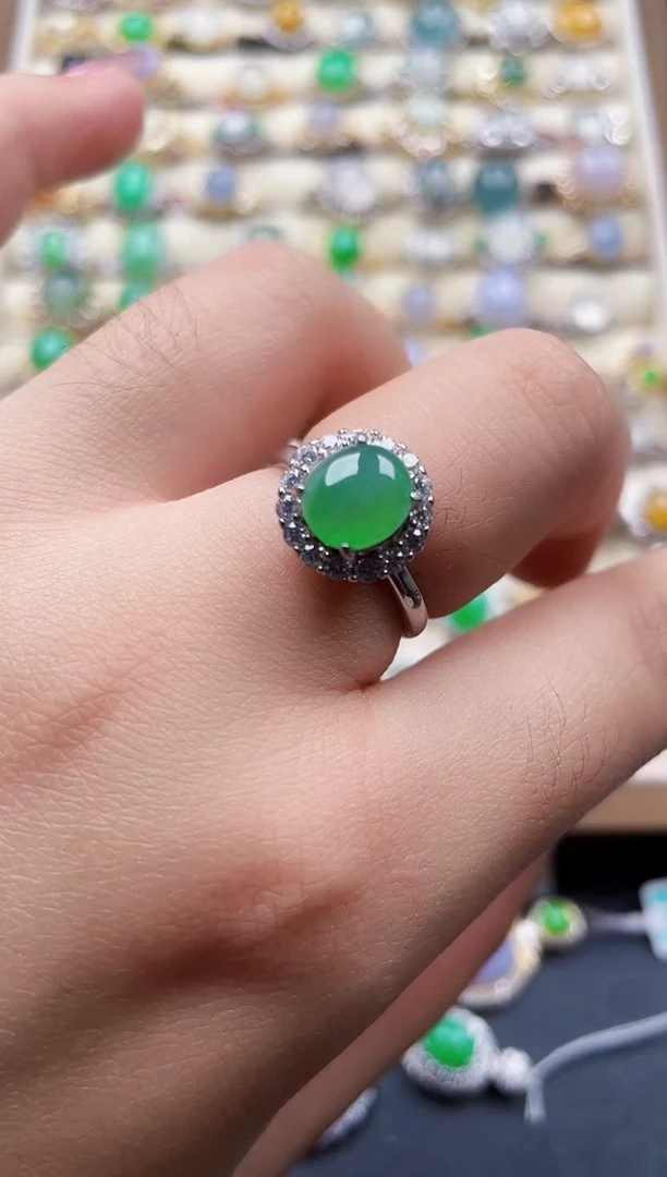 银S925镶嵌戒指翡翠133