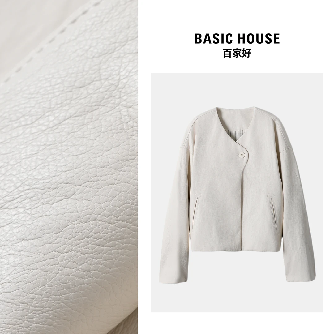Basic House/百家好2025春季新款一粒扣圆领宽松百搭外套1412XX