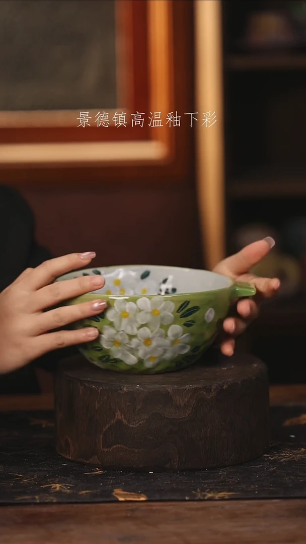 陶瓷景德镇高温釉下手绘陶瓷@L300@