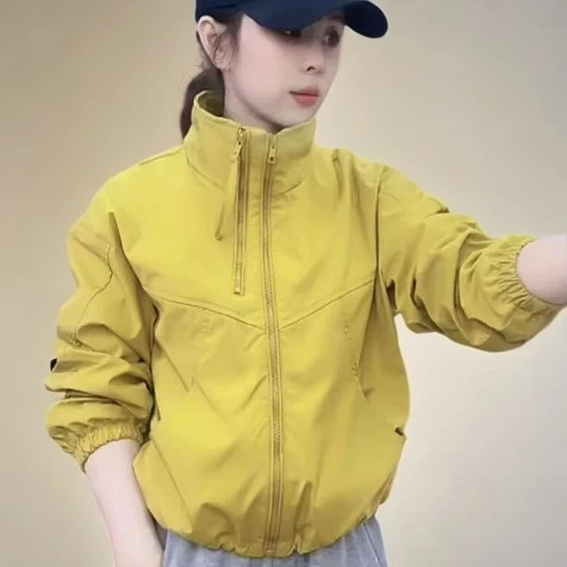 2025韩版春季新款立领拉链休闲短款冲锋衣宽松夹克宽松上衣休闲