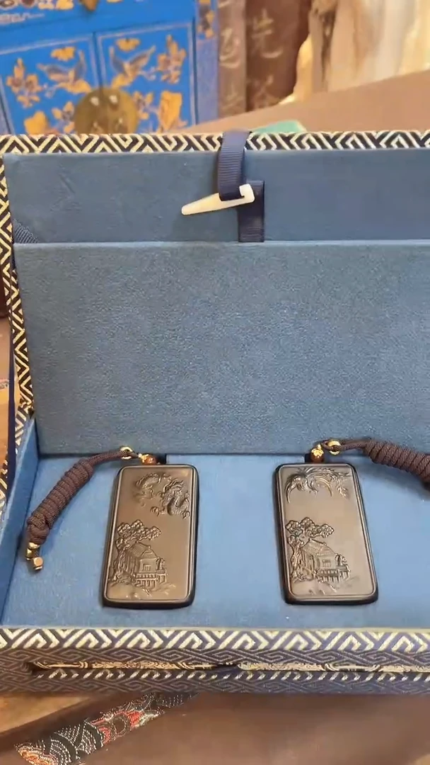 和田玉未镶嵌颈饰和田玉龙凤对牌 M042