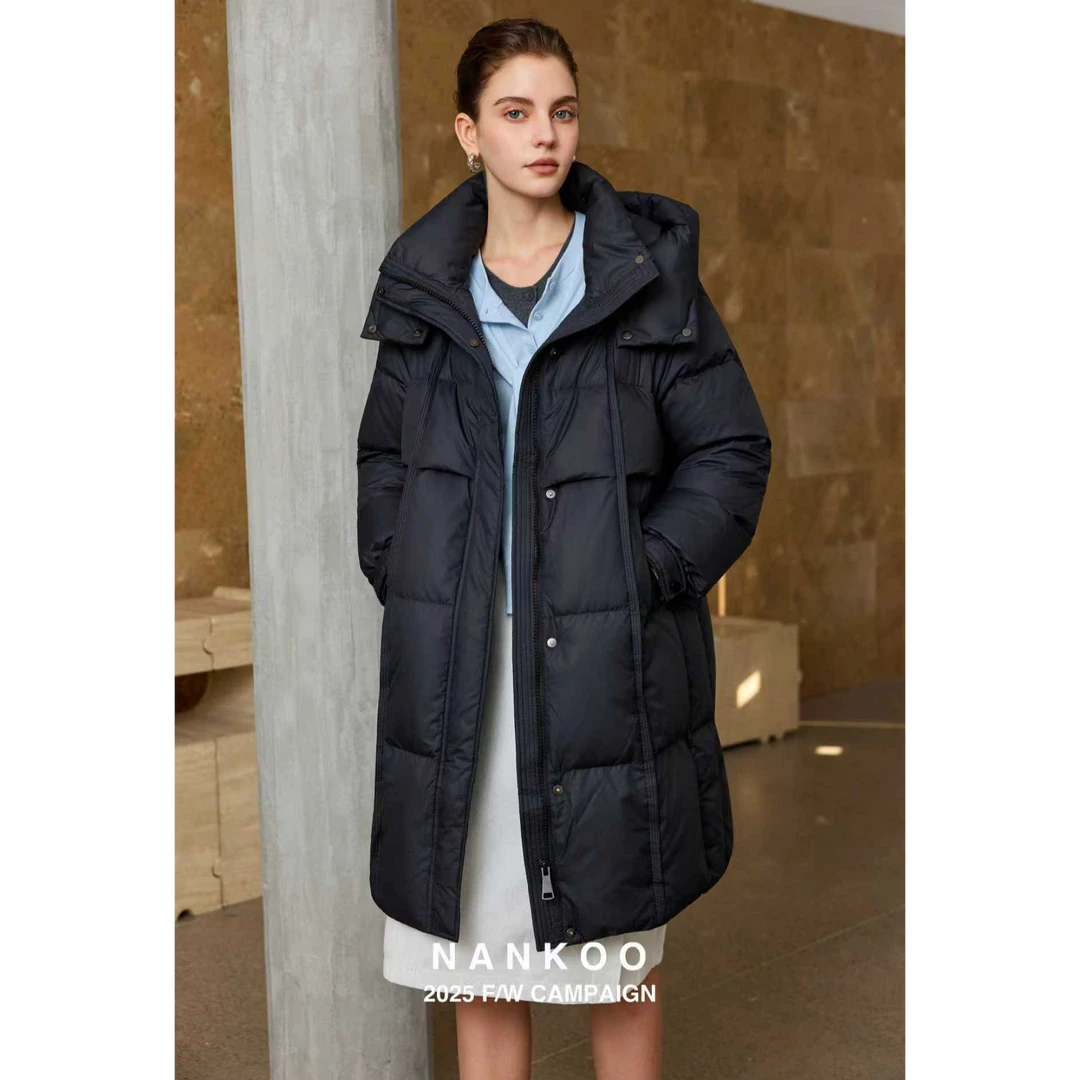 3123时尚休闲连帽中长款保暖冬季百搭潮流羽绒服