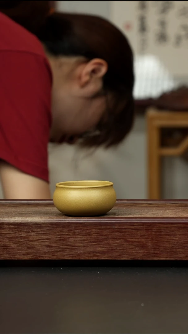 紫砂茶杯黄金段 普洱杯