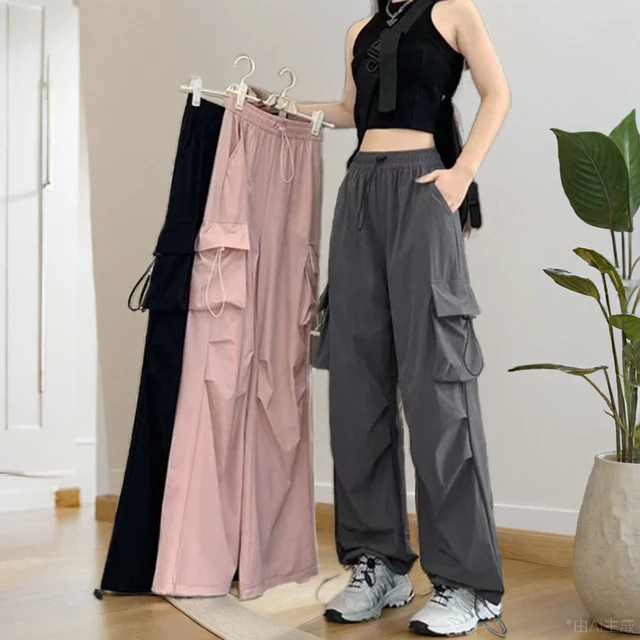 春秋登山工装裤女款夏季速干冰丝小个子直筒美式伞兵运动休闲裤子