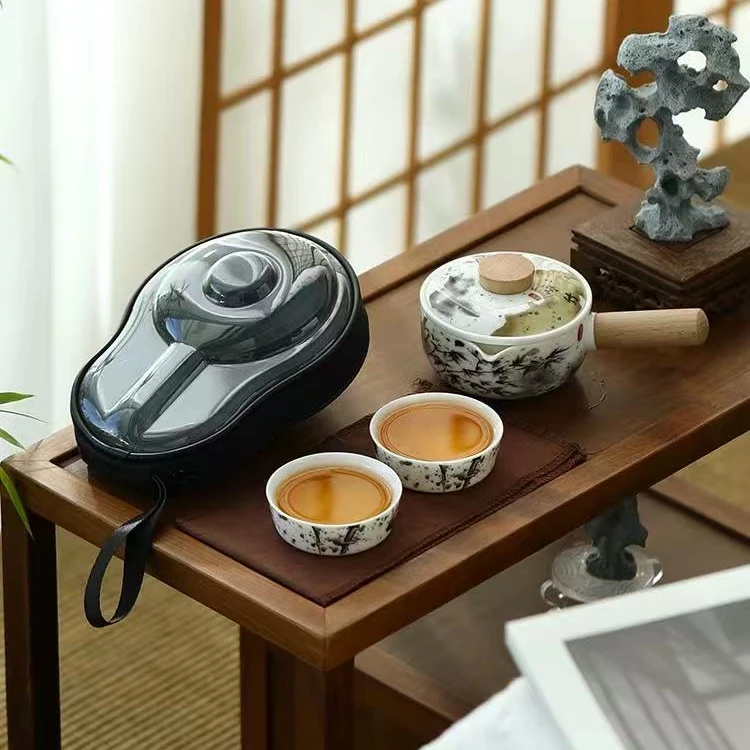 水墨 墨竹一壶二杯户外便携式家用旅行茶具104