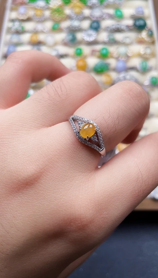 银S925镶嵌戒指翡翠6