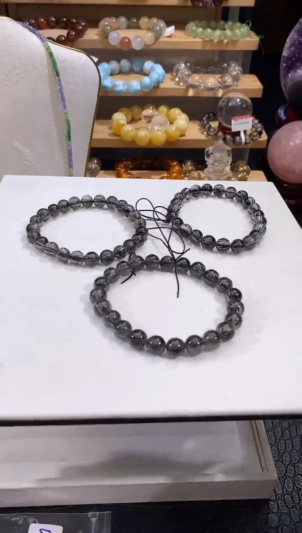 水晶手链未镶嵌黑发晶手链7MM多样性发一