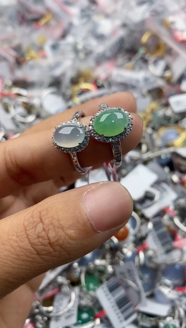 银S925镶嵌戒指翡翠2222      10