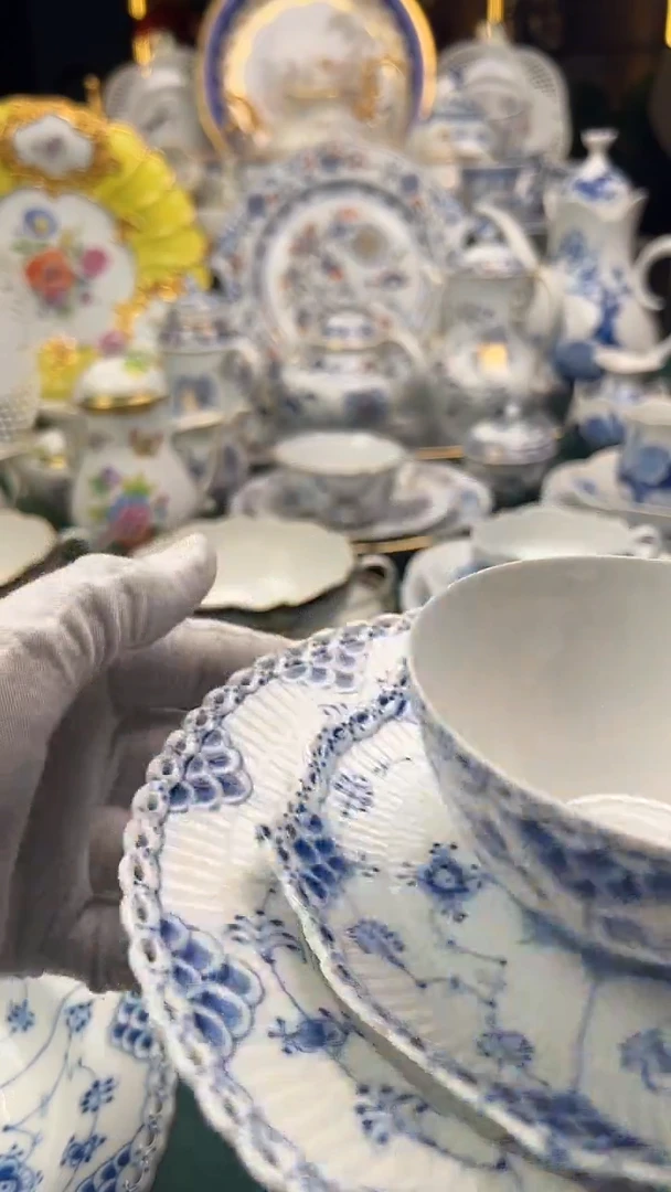 瓷片哥本哈根全蕾丝茶杯碟盘