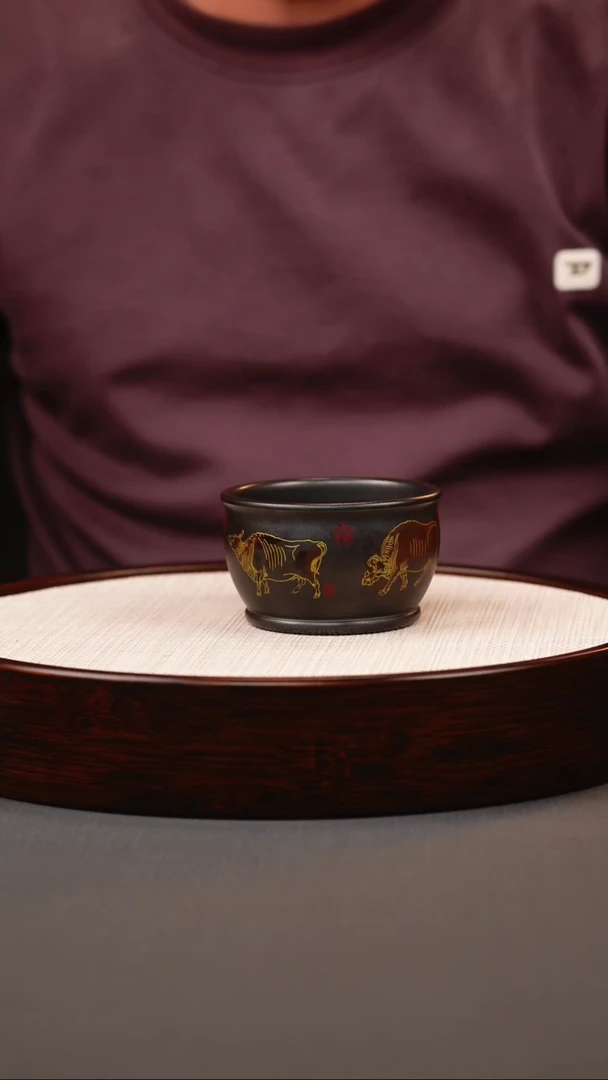 茶壶紫砂石黄五牛主人杯