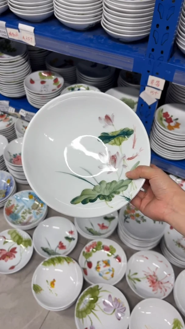 景德镇陶瓷食品级手绘釉中彩-圆深盘