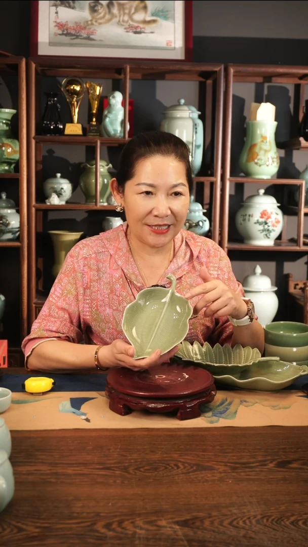 豆青釉 树叶果盘（小