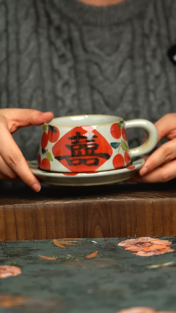 杯釉下彩手工手绘同款陶器