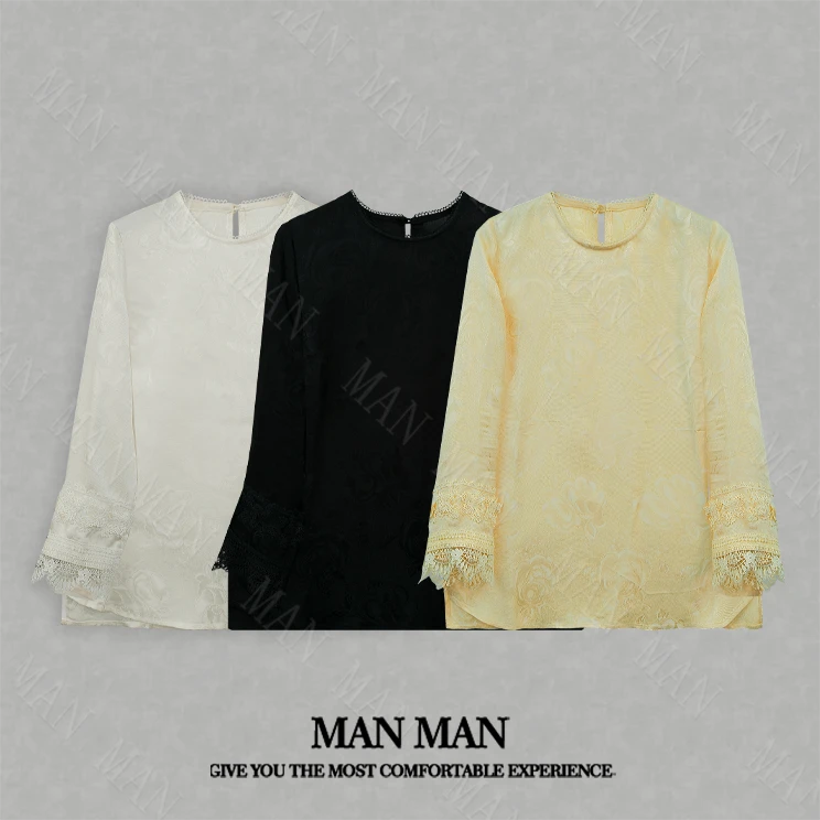 『花萝』满满出品-蕾丝袖国风衫25122气质舒适小众百搭新中式