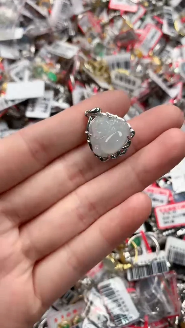 银S925镶嵌戒指翡翠666----7