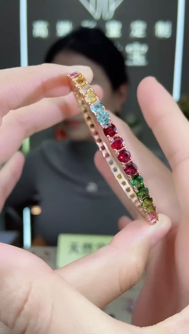 【闪购商品】碧玺手镯银S925镶嵌手镯