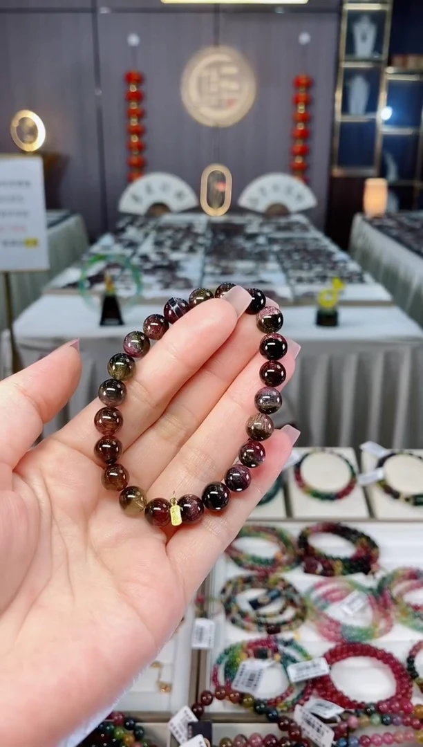 未镶嵌收藏级西瓜老矿碧玺单圈手串8mm+碧玺hon多样性发一条