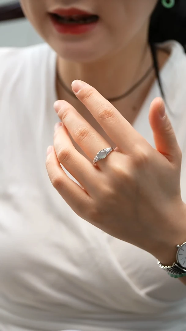 银S925镶嵌戒指翡翠8号