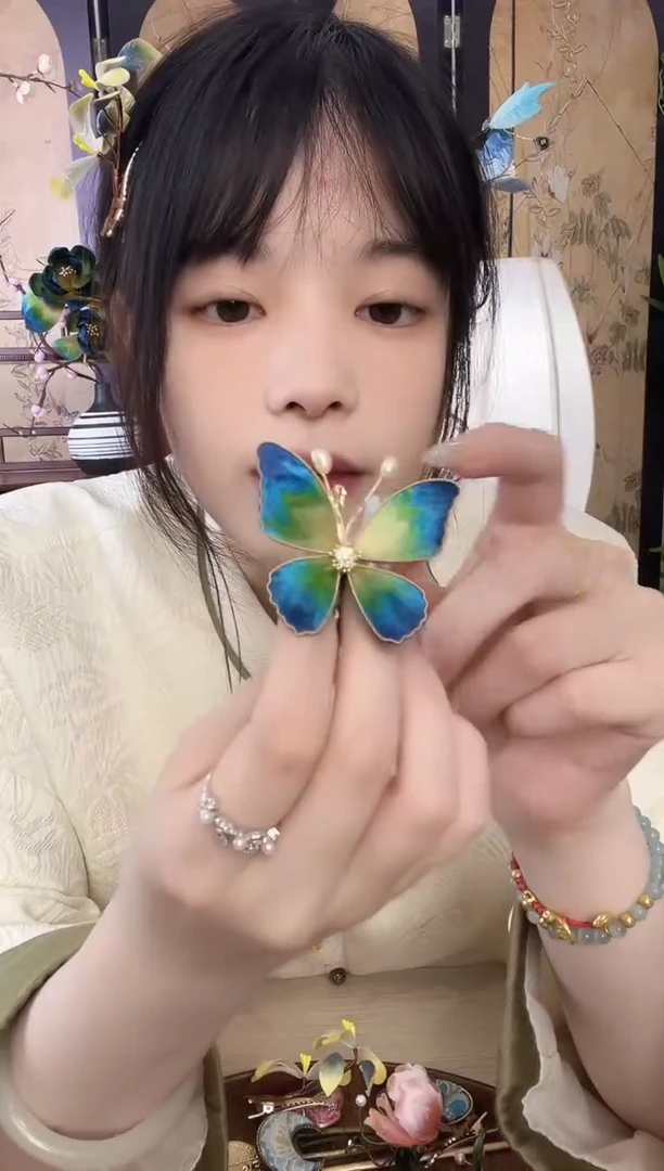 刺绣簪花蚕丝掐丝绒花发簪子手作日常穿搭古典旗袍发饰品