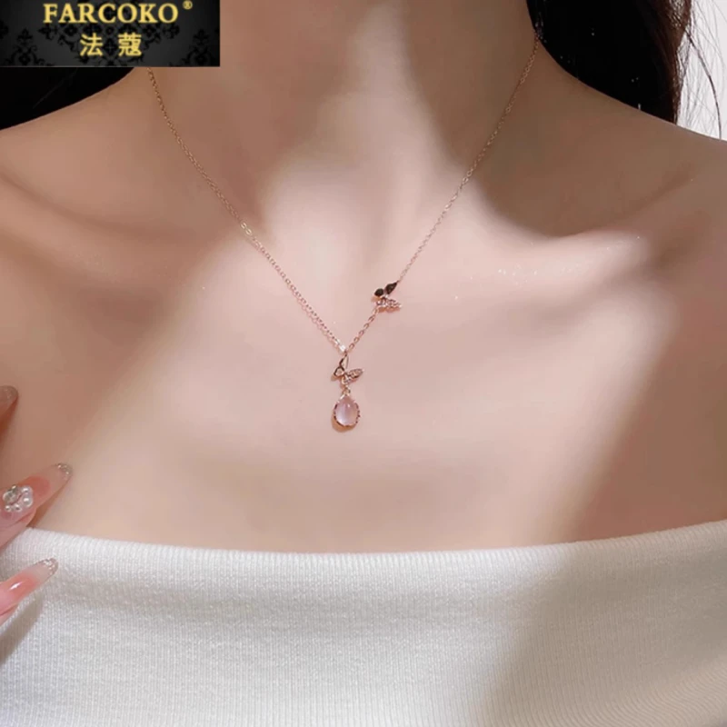 法蔻项链水滴蝴蝶轻奢小众设计感情人节双旦礼物送女友