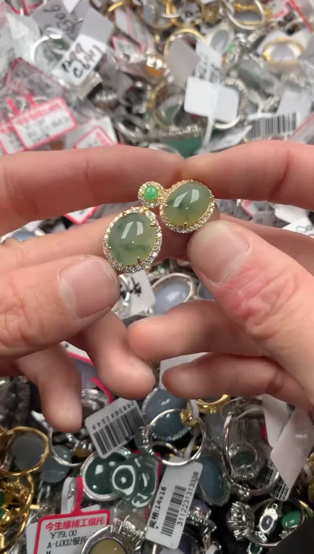 银S925镶嵌戒指翡翠333   6