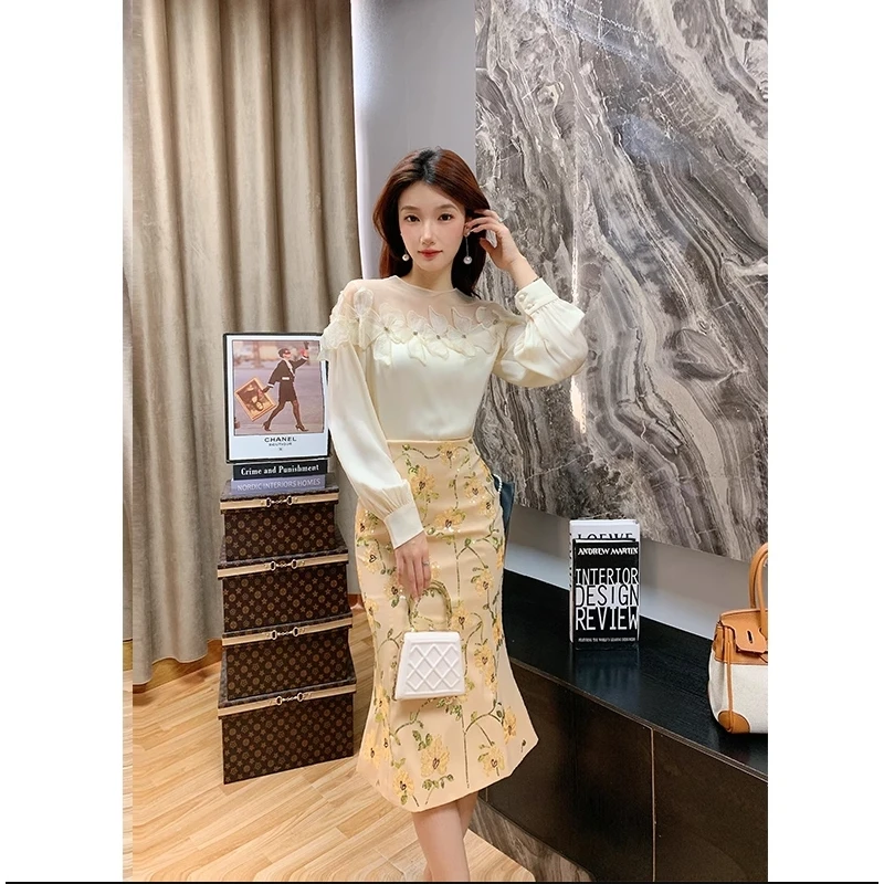 芙娜妮2024早秋新款优雅气质显瘦减龄中国风时尚半身裙F2311783B
