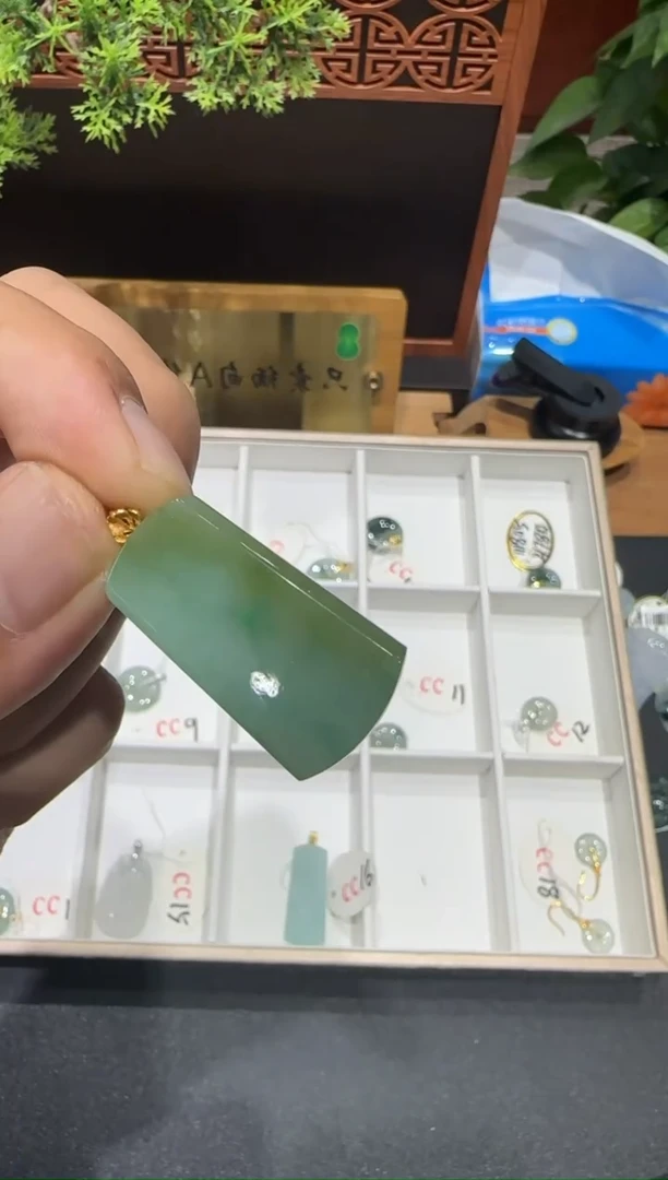 18K金镶嵌挂件翡翠A货翡翠多样性孤品