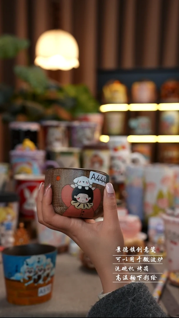 小女孩紫砂泥杯景德镇陶瓷手工手绘创意瓷444