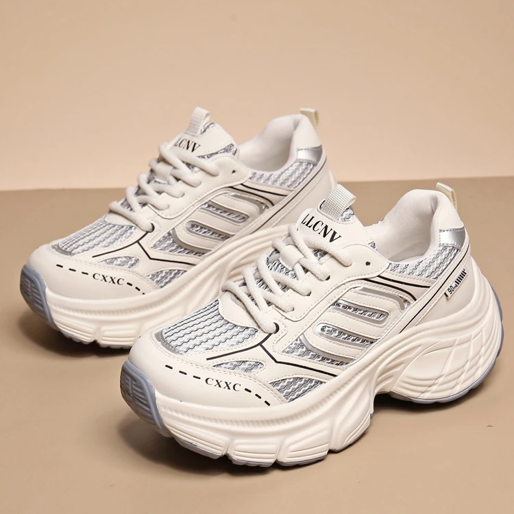 2025厚底老爹女鞋新款夏季爆款网面透气百搭时尚耐穿款休闲运动款