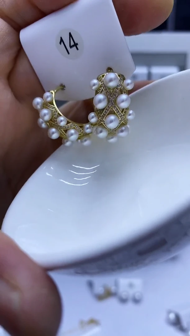 银S925镶嵌耳饰淡水珍珠14