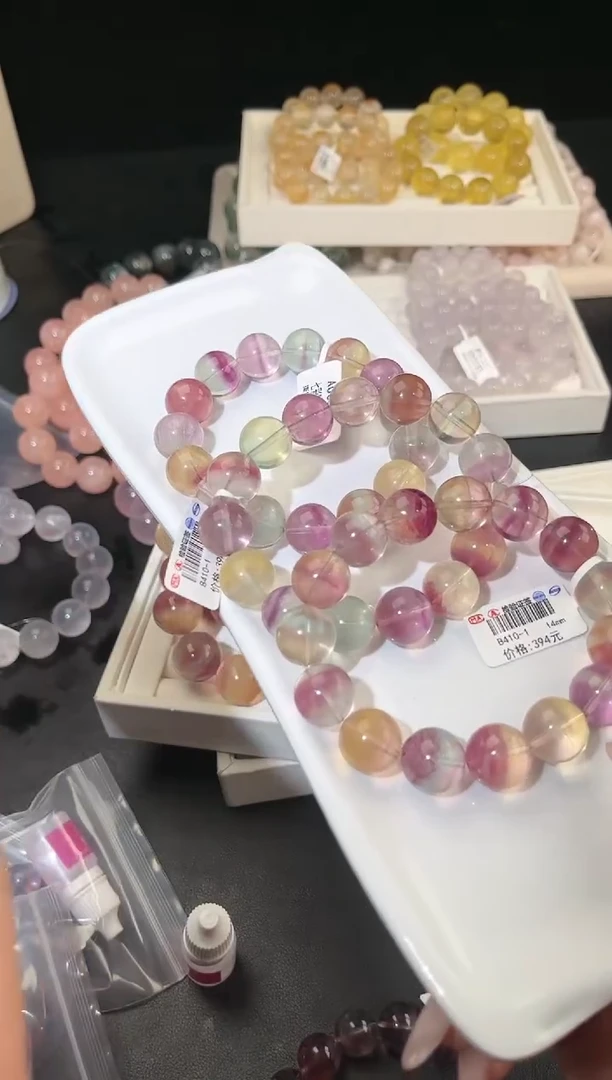 手链未镶嵌萤石多样性发一彩萤石14mm