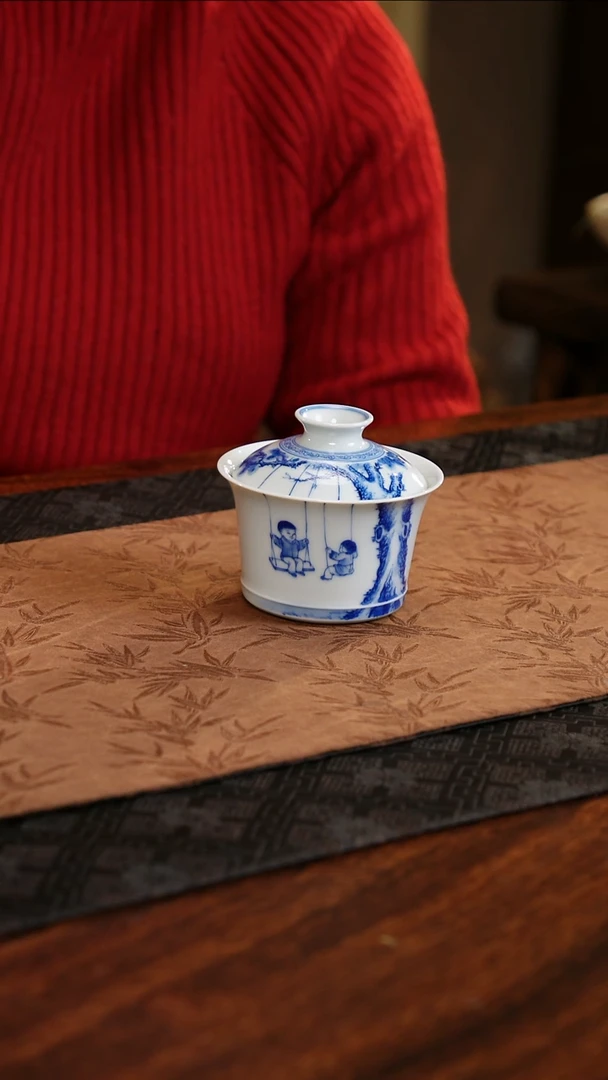 【闪购商品】杯子聚澜堂童趣荡秋千马蹄盖碗