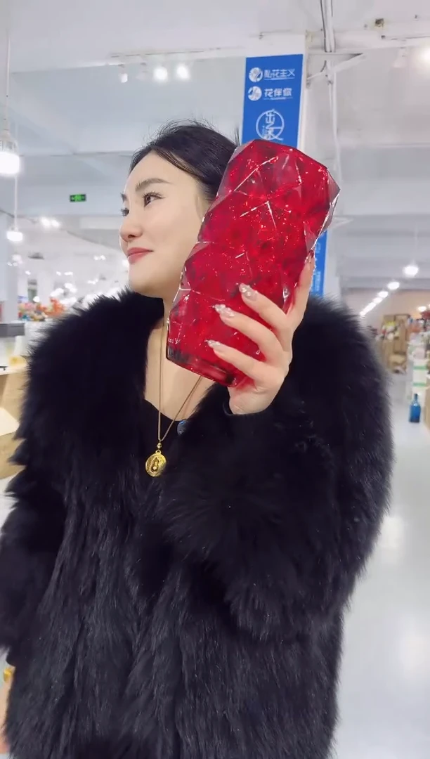 【闪购商品】无铅玻璃YH-红色23卢梭花瓶