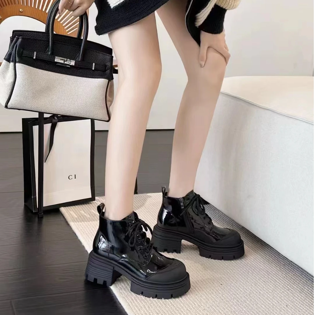 秋冬新款韩版通勤瘦瘦简约粗跟裸靴短靴815-8(薄绒)