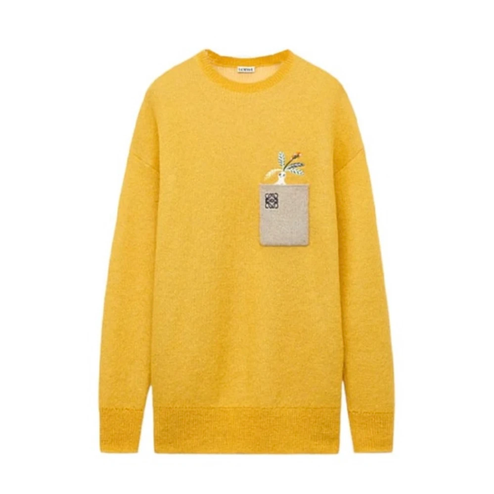 全新未使用 LOEWE/罗意威 花卉刺绣休闲长袖毛衣