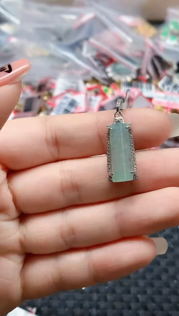 银S925镶嵌戒指翡翠天然A货缅甸翡翠