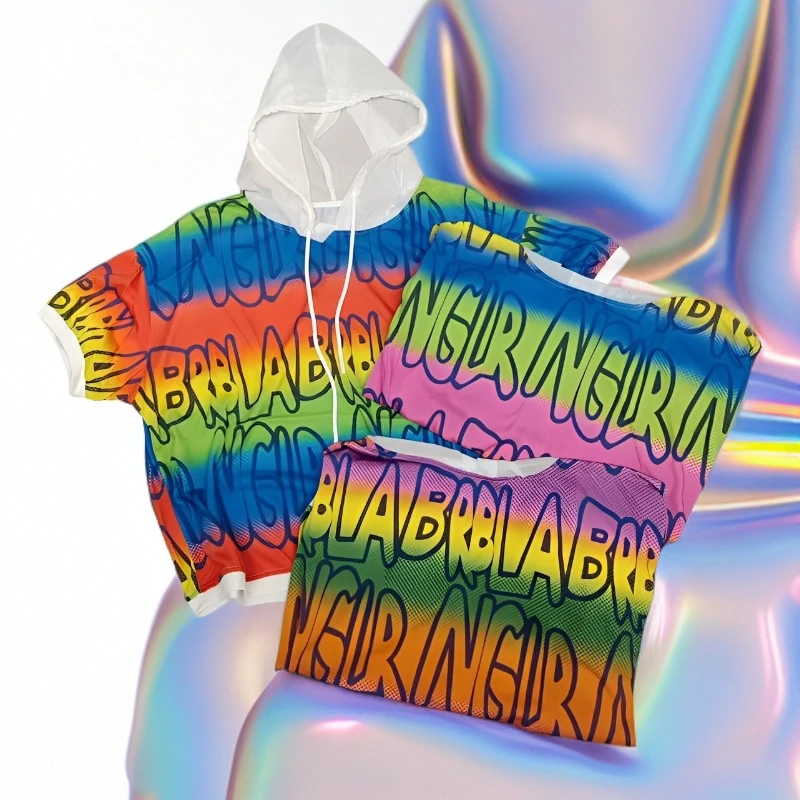 8670（飞儿同款）夏季薄款短袖t恤连帽时尚休闲小众女装