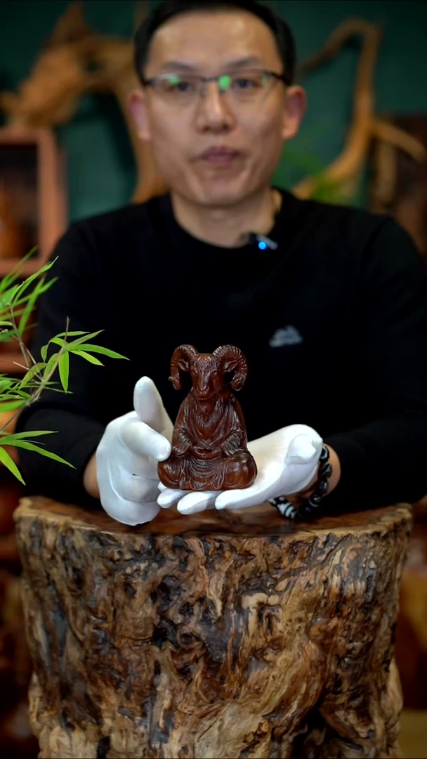 枣木雷击枣木十二生肖羊摆件