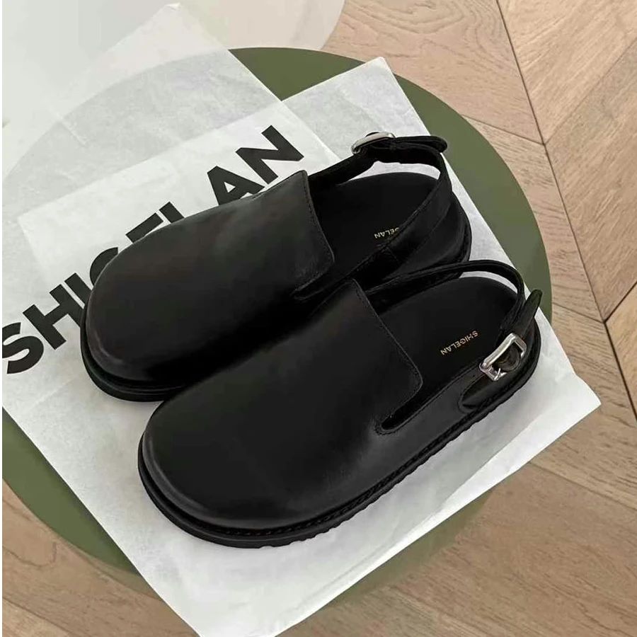 诗歌兰真皮女鞋2025新款百搭勃肯鞋女慵懒休闲时尚舒适一脚蹬单鞋