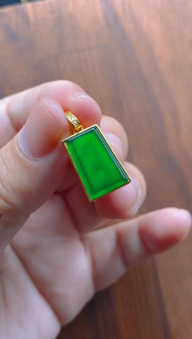 吊坠(不含链)银S925镶嵌翡翠无事牌