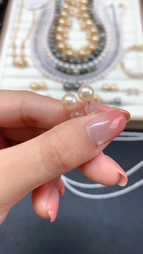 18K金镶嵌海水珍珠耳饰耳饰A390|480